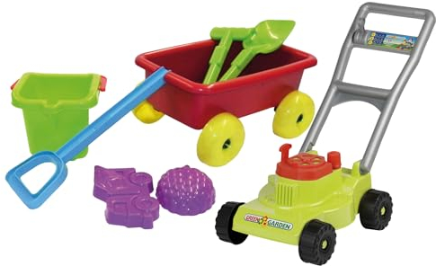The Toy Company Rasenmäher mit Schubkarre Bollerwagen Sandspielzeug Kinder Gartenspielzeug