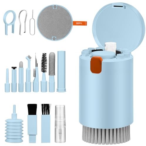 20 in 1 Multifunctional Cleaner Kit for Electronic Devices, Keyboard Cleaning Brush, Headphones Cleaner Kit for AirPods, Multi-Tool for Cleaning Laptop, Keyboard, Earbuds, Camera, Cellphones (blue)