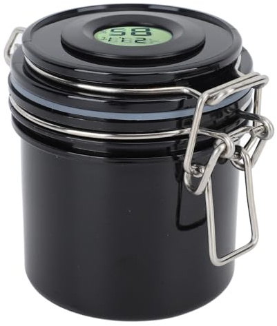 Réservoir de Stockage de Colle à Cils, Pot de Stockage de Colle à Cils avec Thermomètre et Hygromètre de 250 Ml pour Salon de Manucure (BLACK)