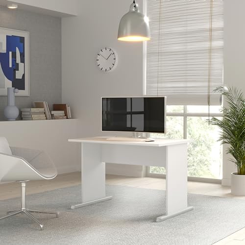Forte TEMPRA2 Schreibtisch, Engineered Wood, weiß, 108x72x72