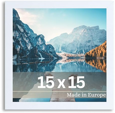 VictoR Cornice portafoto Dali, 15 x 15 cm, colore bianco, cornice portafoto quadrata in legno, 15 x 15 cm, moderna cornice in legno con vetro acrilico infrangibile