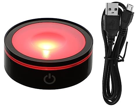 WOONEKY Led Touch-sensor Kristall Lampenfuß Runde Led Lichtbasis Doppellagiger Schwarzer Displayständer Für Wohnraumdekoration