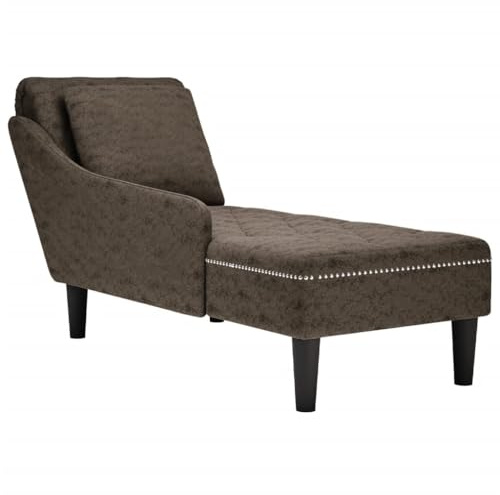Willood Chaiselongue mit Kissen & Rechter Armlehne Grau Kunstleder Gepolsterte Recamiere für Wohnzimmer Schlafzimmer Büro, Polsterliege
