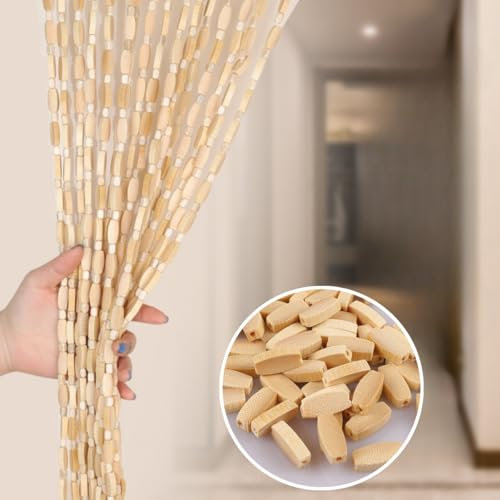 Generisch Bambus Holz Perlen Vorhang Für Türen 70x180cm 80x190cm 90x200cm 100x200cm 120x210cm Hängende Raumteiler, Dekorative Tür String Vorhang, Handmade Natural Doorway Bead(Log,80x190(cm))