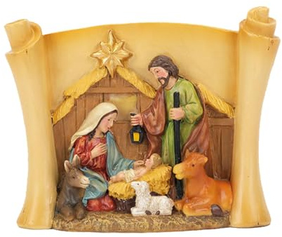 Set di presepi decorativi per presepe, statuette da tavolo, presepe in resina per stalla, decorazione da tavolo, statuette per festività natalizie, presepe religioso