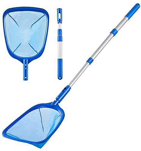 Jrifedptry 1 PCS Pool Skimmer Pool Net with 3 Section Pole, Telescopic Pole Ultra-Fine Pool Skimmer