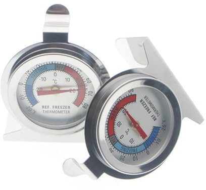 Happyyami 6 Pièces thermomètre de réfrigérateur durable moniteur de température du réfrigérateur thermomètre de congélation appliqué thermomètres température de l'acier inoxydable Silver
