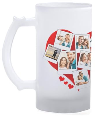 GIFART Boccale Birra Personalizzato con Foto e Testo - Bicchiere Birra 500 ml Personalizzabile Varie Tipologie - Idea Regalo Festa del Papà, Nonno, Compleanno, Natale (Vetro Satinato)