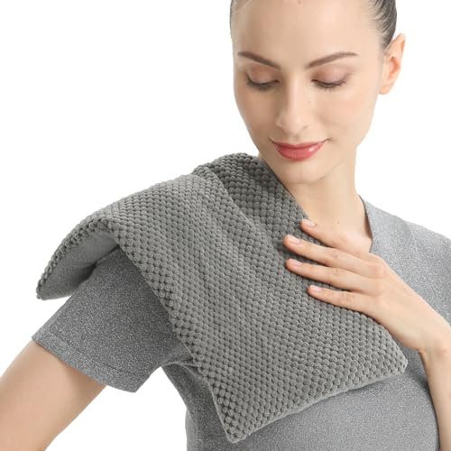 Kivdes Wide Microwave Heating Pad for Pain Relief 8x17 Microwavable Heat Pack for Cramps,Neck Shoulder,Back Washable Cover Cordless Moist Hot Pack Weighted Bean Bag wrap Moist Warm Compress Unscented