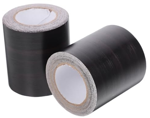 Rodapié Decorativo Autoadhesivo de PVC Negro 2 Rollos 5 Metros | Paredes y Techos, Oficinas y Exteriores, Cubre Manchas, Renovación Rápida, Diseño Discreto