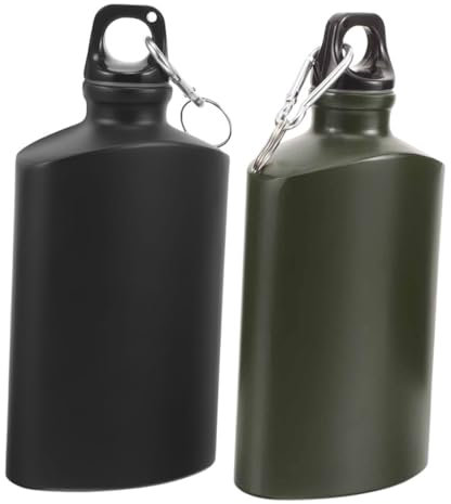 EXHUMKY 2pezzi Bottiglia d Acqua Piatta Gancio Borraccia Leggera in Lega Di Alluminio Contenitore Per Acqua Perdite Per Escursioni Campeggio e Viaggi