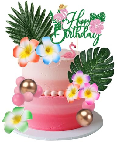 Flamingo Torten Deko, 18pcs Kuchen Deko Hawaii, Tortendeko Sommer, Cake Topper Aloha, Flamingo Kuchen Topper, Perfekt für Hawaii, Aloha, Sommer-Strandpartys