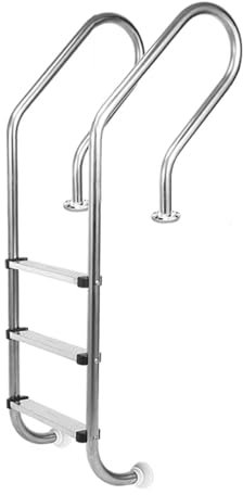 Escalera para Piscina Elevada de Acero Inoxidable 304 – 3 Peldaños Antideslizantes – para Piscinas, Jardín o Muelle – Fácil de Instalar