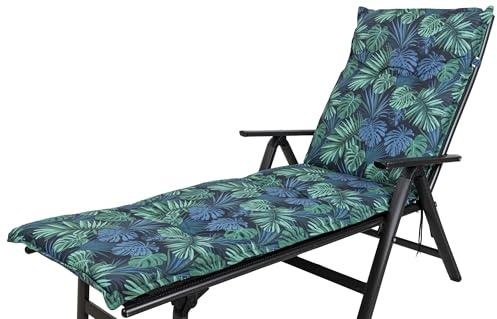Auflage Rollliege Rügen/Prato 30417-100 blau-grün Blätter 190x60x8 cm Sun Garden