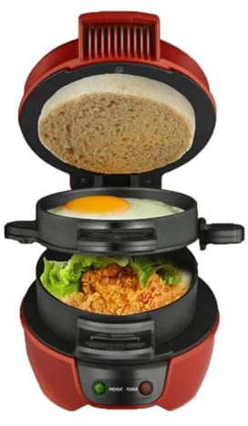 HYZHANHONG Macchina da Cucina Multifunzionale compatta, Macchina per Sandwich Multifunzionale per Uso Domestico, Macchina per friggere Il Pane, Adatta per Uova, prosciutto, Bistecca
