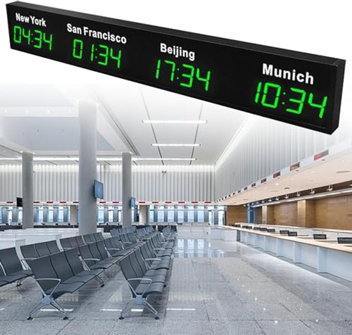 Reloj mundial digital LED, montado en la pared 3/4/5 zona horaria ciudad zona horaria reloj mundial, ciudad se puede cambiar, carcasa de aluminio, para corporaciones multinacionales, hoteles, empresas
