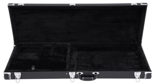 GIDRLL E-Gitarrenkoffer Hartschale, Abschließbarer Tragbarer Rechteckiger Holz-Koffer mit Schloss und Schlüsselgriff, Weiches Futter, Ideal für die meisten E-Gitarren, 105x36x11cm (Schwarz)