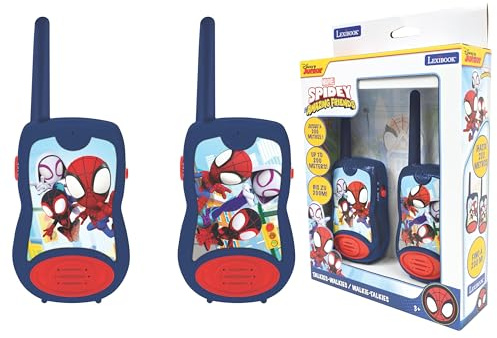 Lexibook, Spidey and His Amazing Friends, Walkie-Talkies 200m, Communication Game for Children, 2 Communication Channels, Belt Clip, Battery Operated, Blue/Red, TW12SP1LXB