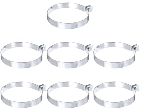 sourcing map 7Pcs Brace Bands Chain Link Fence, Galvanized Steel Tension Bands with Bolts & Nuts for 5-15/32 Chain Link Post, Pipe, Gate, Fences Panels, Silver (6.9 Length)