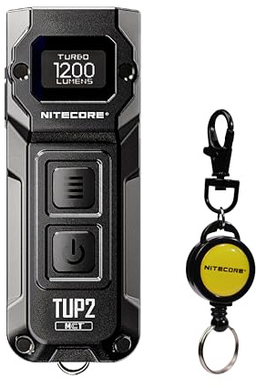 Nitecore TUP2 MCT Llavero Inteligente de Tres Temperaturas de Color Luz Linterna EDC de 1200 Lúmenes Llavero Retráctil (Negro Clásico)