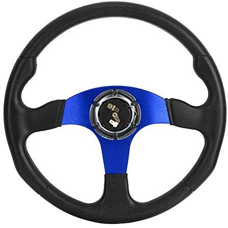Cocoarm 350mm Racing Car Sport Steering Wheel Aluminum Alloy Deep Dish for Drifting and Modifications (Blue)