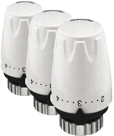 TA Heimeier 6700-00.500 Thermostat-Kopf DX mit eingebautem Fühl Skalenhaube weiß RAL 9016 (Packung mit 3)