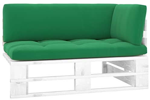 Pindolar Outdoor-Ecksofa Paletten Kiefernholz Imprägniert Weiß Gartensofa Modular mit Sitzkissen Wetterfest für Terrasse Balkon Außenbereich Lounge Pool 110x65x55 cm