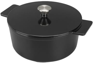 Culinatura - Cocotte Fonte Légère Émaillée 28 cm - Noir | Couvercle Fonte, Tous Feux, Induction, Four, Usage Professionnel, sans PFOA/PFAS/PTFE, Non Toxique, Naturel