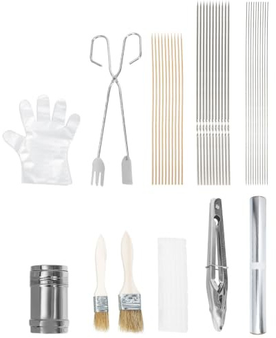 UKCOCO Set D'outils de Barbecue de Camping en Acier Inoxydable Brochettes Portables et Accessoires Pratiques pour Barbecue, Solide Vacances