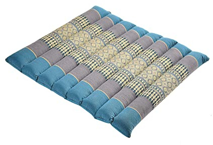 Zafuko Rollable Cushion - Teal/Turquoise - Organic Kapok Filling, use Rolled or Flat for Yoga and Meditation, Lightweight, Great car or seat Cushion