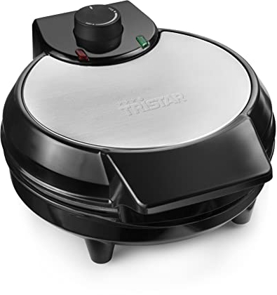 Tristar WF-1160 Gofrera con termostato y revestimiento antiadherente, Cinco gofres con forma de corazón de una vez, Exterior de acero inoxidable, asa fría al tacto, 700 W
