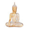Buddha Figure Or 30cm Figure Assise avec décoration de Motif Blanc