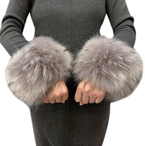 Asudaro Winter Warme Wrist Band Cuffs Wärmer Handschuhe Fell Pelz Stulpen Armstulpen Manschetten Fellstulpen Pulswärmer Faux Pulswärmer Manschetten für Damen Mädchen