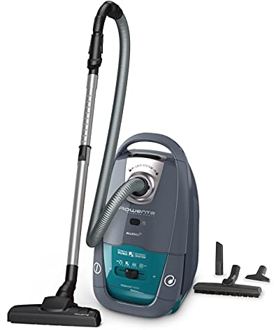 Rowenta Silence Force Aspirateur avec sac, Aspirateur traineau, Silencieux, Performant, Gris/Bleu, Capacité XL 4,5L, Accessoirisés, Fabriqué en France RO7740EA