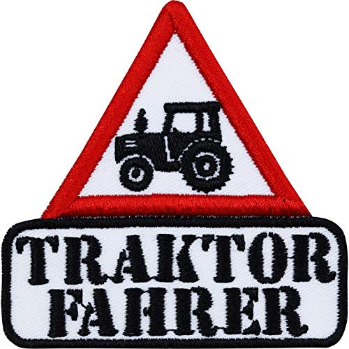 Aufnäher Traktorfahrer Fahrzeug Aufbügler/Patch Jeans Flicken Bügelbild zum annähen/aufbügeln | Bauernhof Geschenk Traktor Applikation für Berufsbekleidung | 70x70mm
