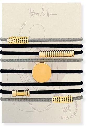 By Lilla Galentines Gifts - Elastici decorativi per capelli per coda di cavallo, accessori per capelli, gioielli da donna, gioielli alla moda di lusso in oro, argento, perline (chiaro di luna)