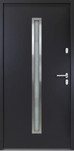 kuporta Haustür Nebeneingangstür Nele 100x200cm DIN rechts – Kellertür aus massivem Stahl mit Tresorbolzen, Wärmedämmfüllung, verstellbaren Bändern und Aushebelsicherung - Anthrazit | ohne Drücker
