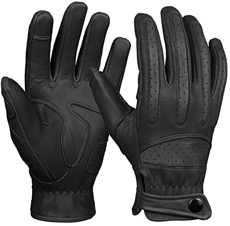 NJHGJ Damen Handschuhe Herren Touchscreen Handschuhe Leder Motorradhandschuh Outdoor Vollfinger Fahrradhandschuhe Schwarz Xl