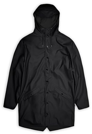 RAINS Long Jacket - Black Waterproof and Windproof Long Jacket for Men and Women - Breathable, Lightweight and Durable with Adjustable Hood - 2 Year Warranty