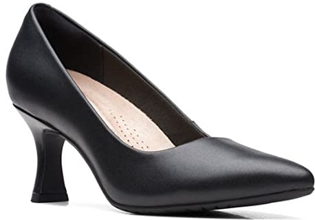 Clarks Women's Kataleyna Gem Pump, Black Leather, 7 UK