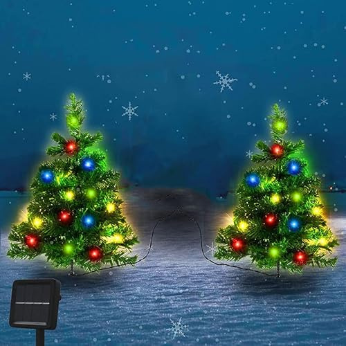 Solar Tree Lights Outdoor Garden2 Pack, IP65 Waterproof, Christmas Light Power Yard Decoration Stake Lights for Patio Lawn Pathway Xmas