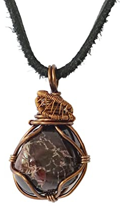Valor 835 Raw Men’s Garnet Pendant in Antique Bronze with 24 inch Black Leather Necklace- January Birthstone