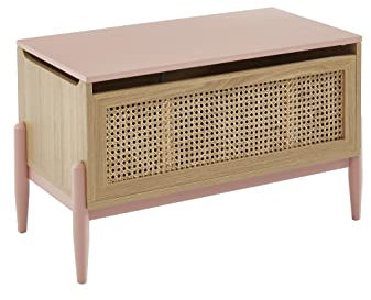 BAÏTA - Baúl de juguete PABLO rosa y cannado ratán