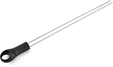 Yardwe 6pièces Lot de Brochettes Barbecue Inox Réutilisables avec Manche Plastique pour Viande et Barbecue Extérieur Noir