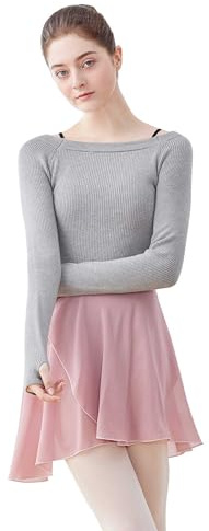 Daydance Kint Adult Dance Sweater for Women Ballet, Pullover Crop Top with Thumb Hole