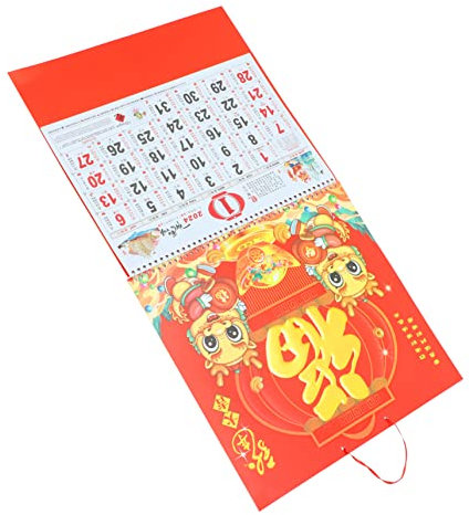 Ciieeo Wandkalender Chinesischer Kalender Hängekalender Traditioneller Stil Monatskalender Kalenderdekor Mondkalender Drachenjahr Dekor Für Wohnungen Und Büros