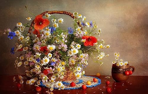 Puzzle 1000 Pieces Adulte Fleurs Bouquet Marguerites Nature Morte 75 * 50Cm