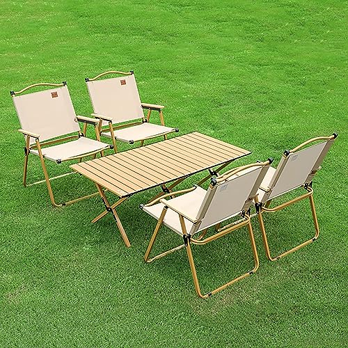 Campingtisch Klappbar, Klappbarer Camping-Picknicktisch Mit Vier Stühlen, Outdoor-Campingtisch, Aufrollbarer Aluminium-Campingtisch, Reise-Picknicktisch Und Stühle-Set, Für Outdoor-Pool, Grill, Balkon