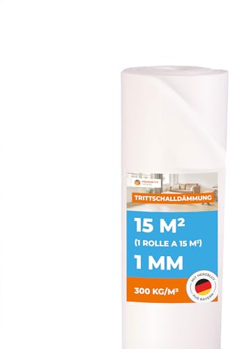 Trittschalldämmung für Vinylböden 15 m² Premium Vinyl 1 mm stark, 1 Rolle - gute Schall- und Wärmedämmung - Fußbodenheizung geeignet, Dämmungsunterlage
