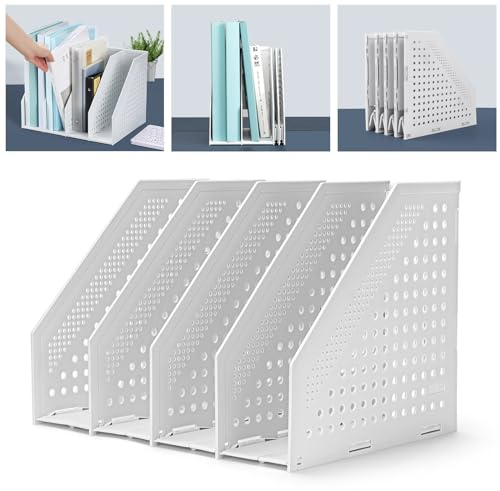 Stehsammler Faltbarer Zeitschriftensammler aus robustem ECO-PP-Kunststoff für Büro und Zuhause - Platzsparender Stehordner mit 4 Fächern in elegantem Design